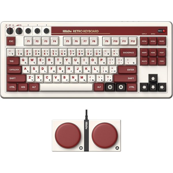 8BitDo Fami Edition Retro Mechanical Keyboard Red White