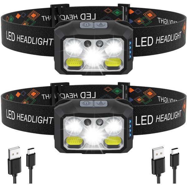 TD230 Motion Sensor TypeC Rechargeable Headlamp 2pcs