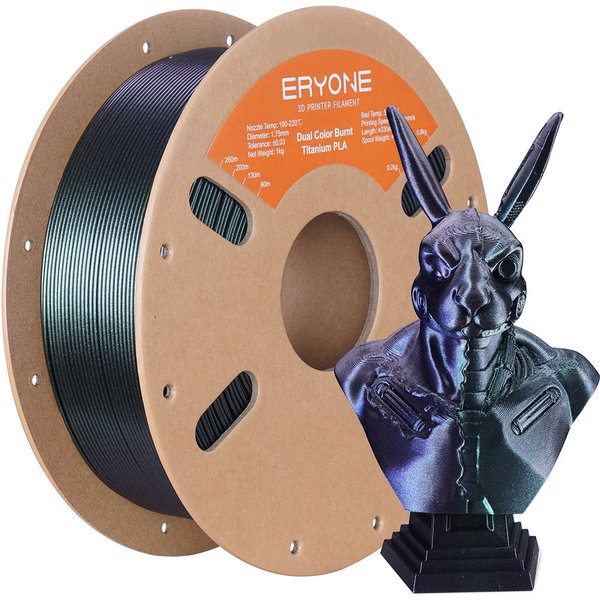 ERYONE Burnt Titanium Dual Color PLA Filament 1kg Green Purpleblue