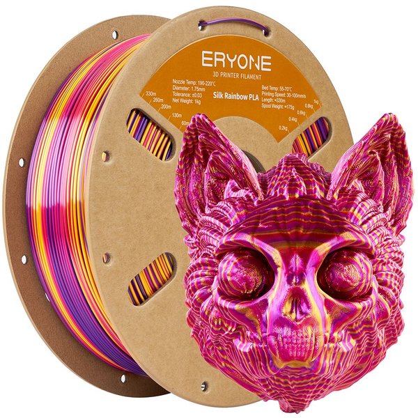 ERYONE Silk Twist Rainbow PLA Filament 1kg Inferno RedGoldPurple