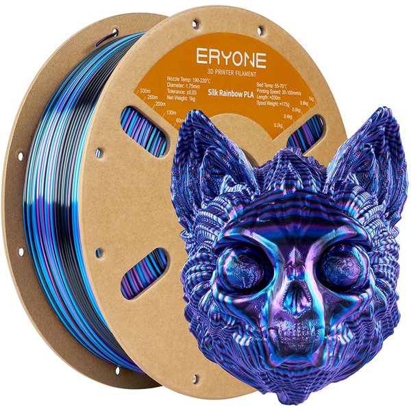 ERYONE Silk Twist Rainbow PLA Filament 1kg Obsidian BlackBluePurple