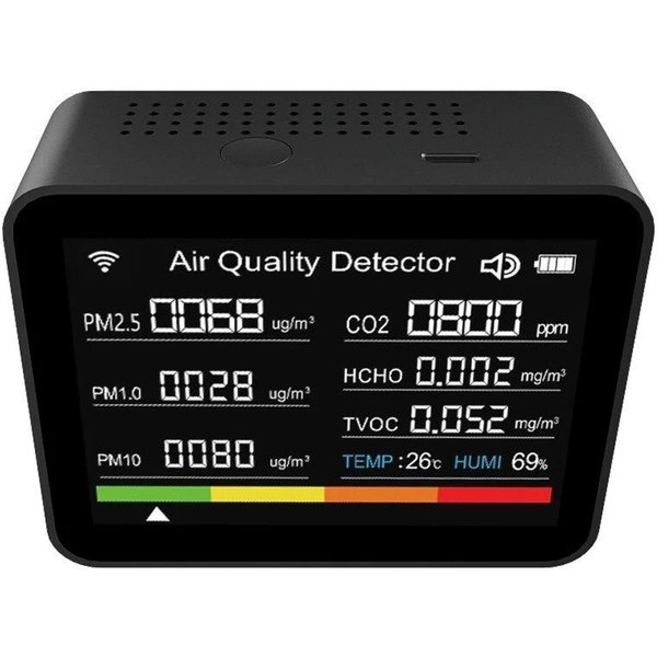 2C08 13 in 1 Tuya WIFI Air Quality Monitor Black