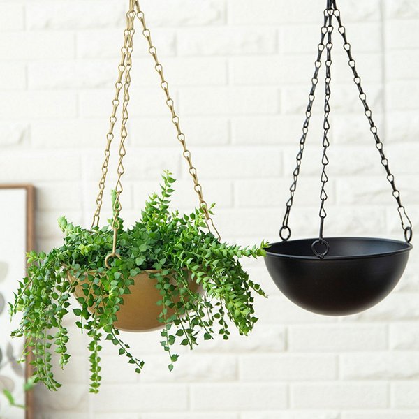 ŻElazne Doniczki WisząCe Kosze WisząCe WisząCe Doniczki Doniczka Zielone Doniczki WisząCe Doniczki Na Orchidee Type 2 Black-image