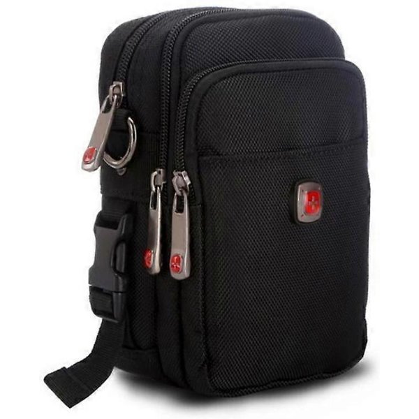 Szwajcarski Scyzoryk MęSka Saszetka Biodrowa UkośNa Torba Rekreacyjna MałA Crossbody Torba Na Telefon KomóRkowy MałA Torba Na Ramię Plecak Rekreacyjny M Czarny-image