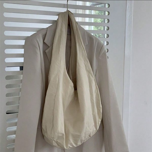 Torba Na Ramię DużA Pojemność Damska Torba Typu Tote Prosta Jednolity Kolor Torba Na Zakupy Retro Torba White Multikolor-image