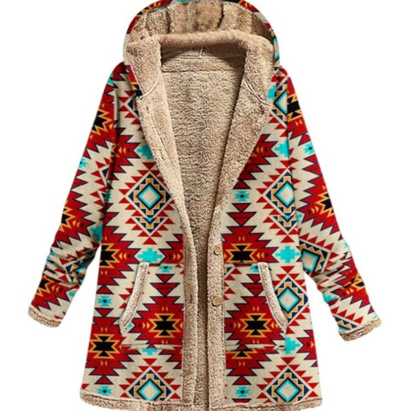 Damski Zimowy CiepłY PłAszcz Swobodny Patchwork LuźNy Boho Kurtka Damska DłUgi RęKaw Z Kapturem Odzież Wierzchnia Moda Streetwear Damskie Ubrania XXL Beige-image
