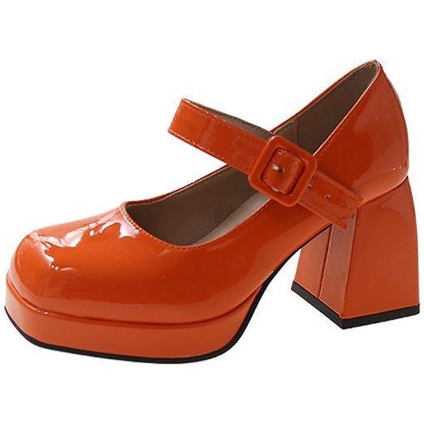 Zapatos Lady Mary Jane Punta Cuadrada Nueva Plataforma Tacones Altos Para Mujer Talla Grande 35-44 Tacones Gruesos Para Mujer Zapatos De SalóN Antideslizantes 44-image