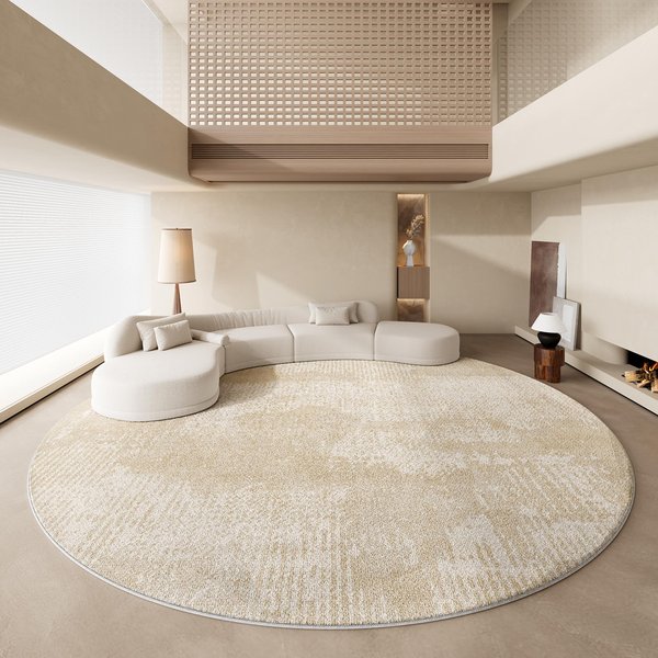 Alfombras Estilo Crema Para Dormitorio Alfombra Mullida Suave De Noche DecoracióN De Sala De Estar De Lujo Ligero Alfombra Redonda Alfombra Gruesa De Felpa Para El Hogar 140X140Cm-image