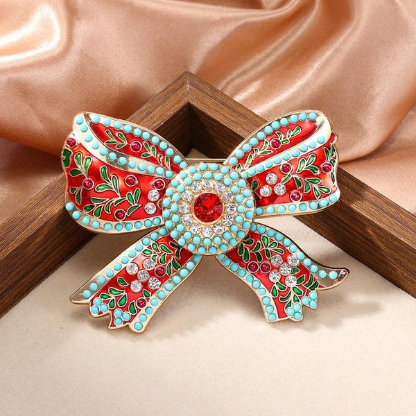 Broches Insignias Estilo Palacio Vintage Lazo De Cinta Nudo De Cristal Para Mujeres Hombres DiseñO Medio Retro Lazo Pin De Goteo Aceite Broches Hebillas White-image