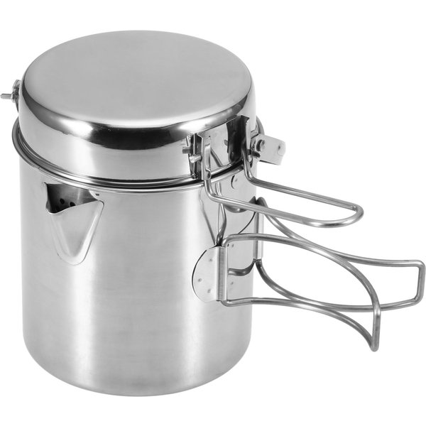 Czajnik Do Gotowania Ze Stali Nierdzewnej 1L PrzenośNy Garnek Na Kemping Na śWieżYm Powietrzu Long Handle White-image