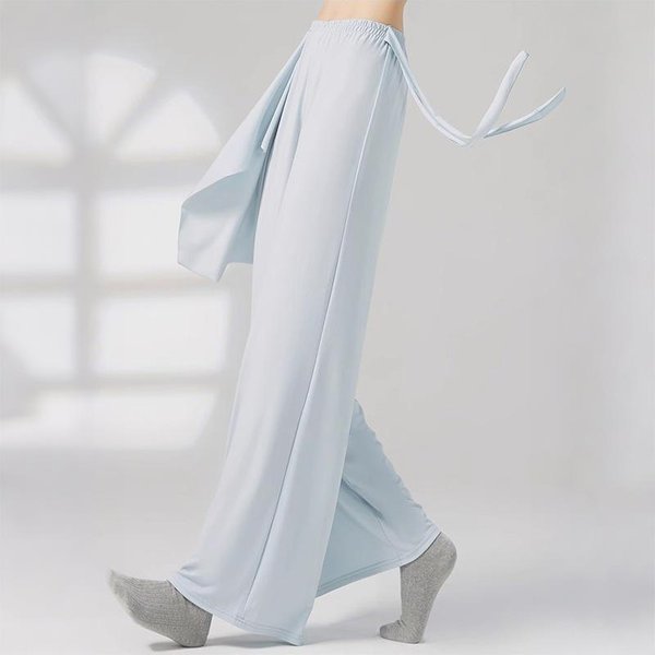 Pantalones De Danza Moderna Ropa De Baile Danza China Verano Pantalones De Pierna Ancha Nuevo Estilo Fluido Uniforme BáSico De Entrenamiento Ropa De PráCtica De Danza CláSica M Azul-image
