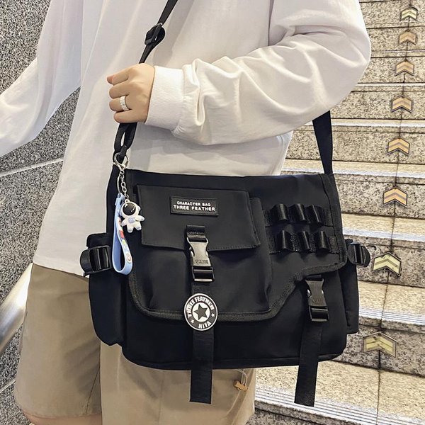 Damskie PłóCienne Torby Crossbody Z Nylonu, MęSkie Listonoszki, Torba Na Ramię Dla Studenta, DużA Torba Listonoszka, Modna Torba Na KsiążKi, DużE Torebki Excluding Pendants Czarny-image