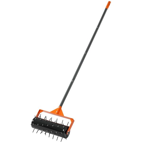 Aireador De CéSped Rodante, Rodillo Aireador Manual De Empuje De 15 Pulgadas Con 42 PúAs Y Mango Largo De 60 Pulgadas, Tambor Rellenable Para Peso Adicional, Suelo De CéSped De Alta Resistencia-image