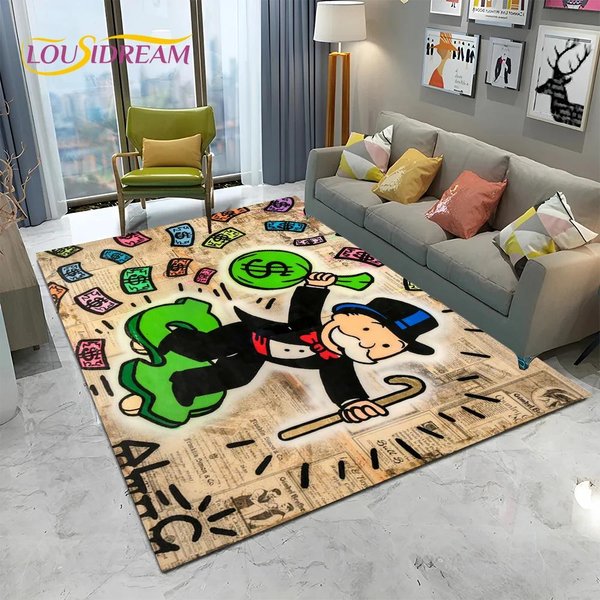 Alfombra De Dibujos Animados Monopoly DóLar Juegos Retro Para Hogar Sala De Estar Dormitorio Sofá Felpudo DecoracióN, Alfombra Infantil Para Zona De Juegos Alfombrilla Antideslizante Para Suelo 40X60Cm-image