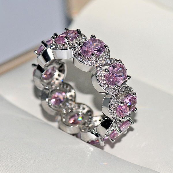 Anillo De Zirconia Oval Aaaa Super Brillante Con Encanto De Moda De Lujo Anillo De Zirconia Rosa JoyeríA Para Mujer JoyeríA Para Fiesta De Bodas Anillo De Plata 7 Gray-image