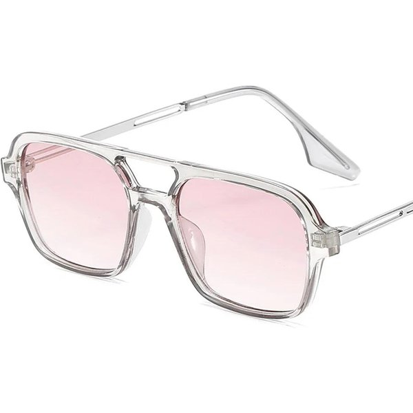 Gafas De Sol Retro De Doble Puente Para Mujer Moda Rosa Degradado Gafas Tendencia Huecas Leopardo Azul Gafas De Sol Hombre Sombras-image