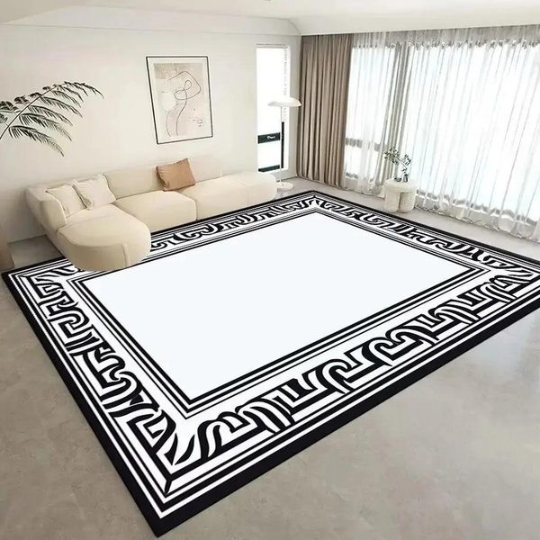 Minimalistyczny Czarno-BiałY Dywanik Obszarowy, Zmywalna AntypośLizgowa MięKka Mata PodłOgowa WystróJ Domu Salonu 120X160CM Gray-image
