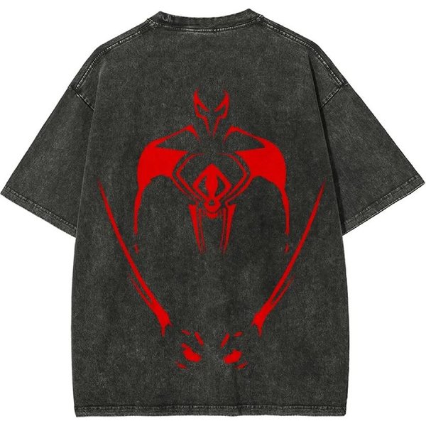 Camiseta Casual De Verano Para Hombre Marvel Spider-Man Lavada Retro Manga Corta Media Manga Deportiva CóModa 3XL Black-image