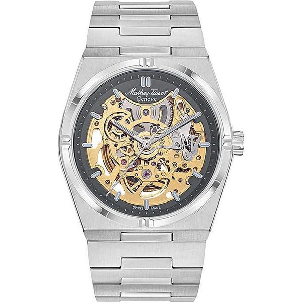 Mathey-Tissot Zeus Szkieletowy Stal Nierdzewna Szara Tarcza Automatyczny H118CFAS Zegarek MęSki-image