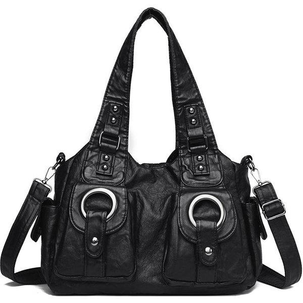 Wysokiej JakośCi MięKka SkóRzana Torba Na Ramię Dla Kobiet Wielowarstwowe Kieszenie Klasyczna Torba Crossbody Projektanta I Portmonetka Czarny-image