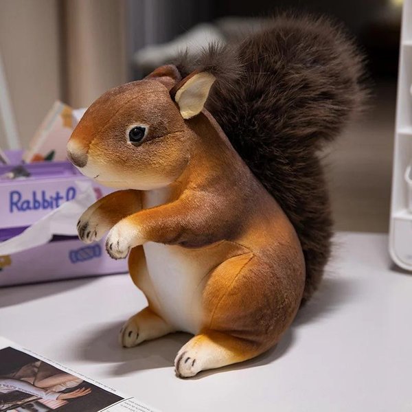21/25Cm Juguetes De Peluche De Ardilla Lindos De ImitacióN Animales De Dibujos Animados Rellenos Suaves MuñEcos DecoracióN Del Hogar Para Regalo De CumpleañOs 21Cm-image