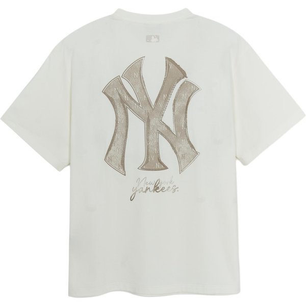 MLB New York Yankees LuźNy T-Shirt Z OkrąGłYm Dekoltem I KróTkim RęKawem Z ObniżOnym Ramieniem MęSkie Topy Kość SłOniowa 3ATSM0754-50IVS XL-image