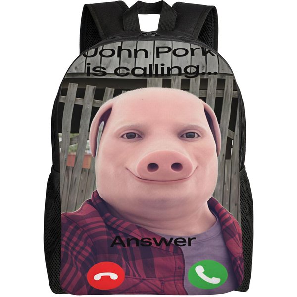 Mochila John Pork Está Llamando Para Mujeres Hombres PoliéSter Mochilas De Ciclismo Ligeras Divertidas Bolsas Escolares Mochila (As The Picture,As Picture)-image