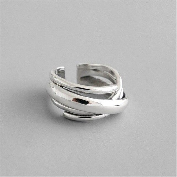 Anillos GeoméTricos Vintage Punk De Plata De Ley 925 Para Mujer, Anillo De Boda, JoyeríA De Plata De Ley Hecha A Mano Jz441 Resizable Gray-image