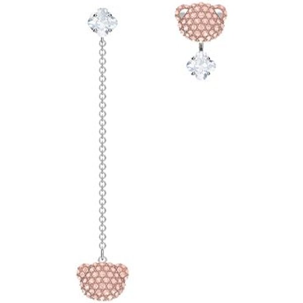 Swarovski Oso De Peluche Oso De Peluche Brillante Lindos Juguetones Pendientes Pendientes Para Mujer 5597924 Box+Shopping Bag (Random Color) White-image
