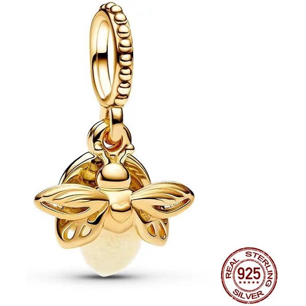 Componentes De Cuentas Con Dijes Metal De Cobre LuciéRnagas Brillantes Componentes De Cuentas Con Dijes Componentes De Cuentas Compatibles Con Pulsera AutéNtica Original De 3 Mm Alto White-image