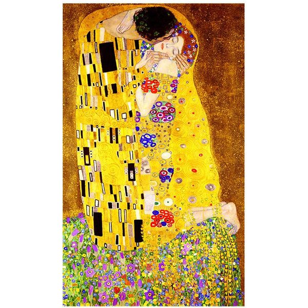 Klasyczny Artysta Gustav Klimt PocałUnek Abstrakcyjny Obraz Olejny Drukowany Na PłóTnie Nowoczesny Plakat Na śCianę Do Dekoracji WnęTrz W Salonie 40X80Cm BiałY-image