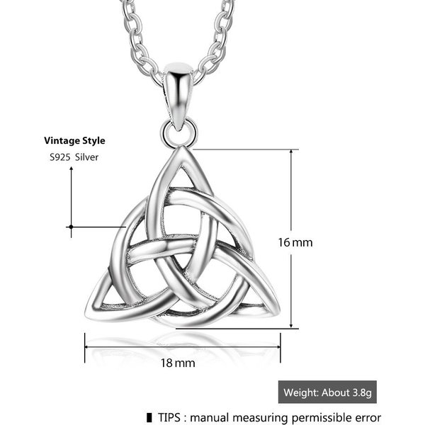 Yiluocd Stering Naszyjnik Z Wisiorkiem WęZeł Czarownicy Vintage WęZeł Celtycki Krzyż WęZeł SzczęśCia Amulet BiżUteria Prezent-image