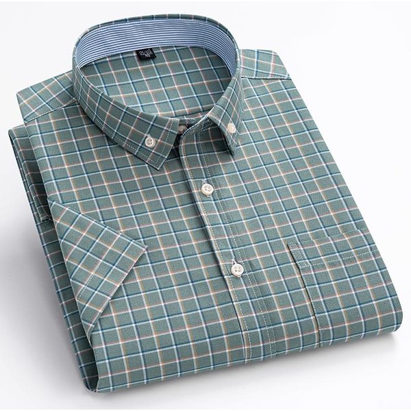 Camisa Oxford De Hombre 100% AlgodóN Manga Corta Nueva Alta Calidad Casual De Negocios Moda Hombre Tallas Grandes Formal S-7XL 47 Gray-image