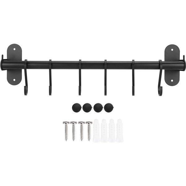 40Cm 6 Ganchos Colgador De Tapas De Olla Perforado Montado En La Pared Soporte De Almacenamiento Estante Organizador Para Utensilios De Cocina-image