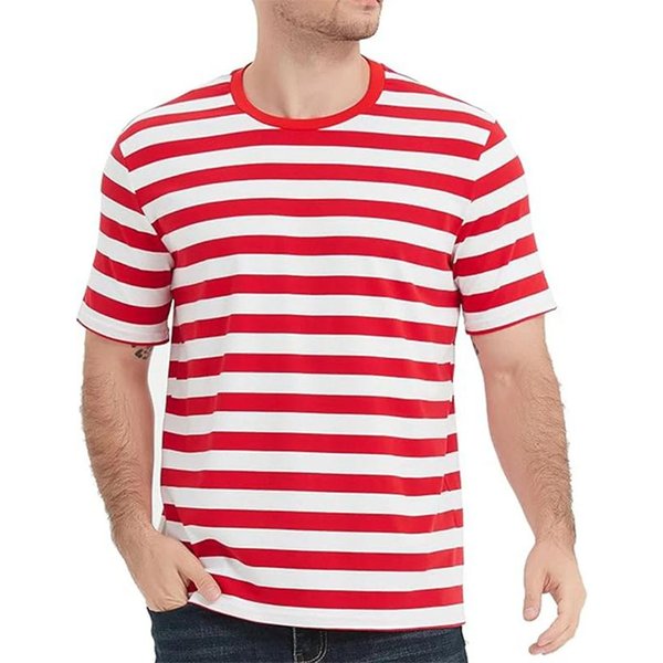 Camisetas GráFicas Simples De Rayas De Alfiler Verano Casual Estampadas En 3D Manga Corta Moda Streetwear Oversized Camisetas De Hombre XL-image