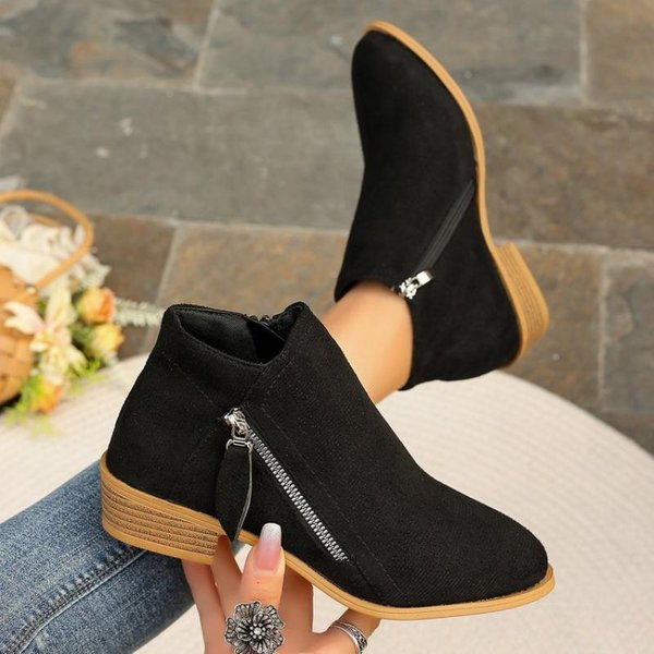 Botines De Mujer OtoñO Ante Botas Chelsea Mujer Moda Talla 43 Botas Plataforma Cremallera Lateral Botines Con TacóN Botas De Mujer 36 Negro-image