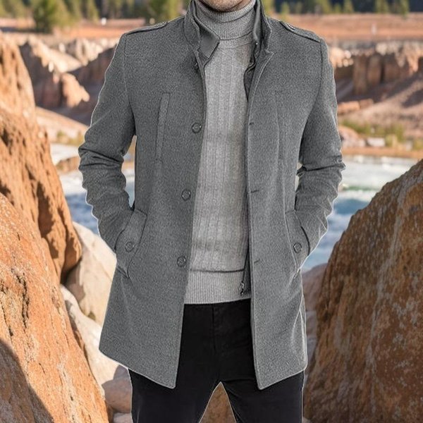 Abrigo De Lana Para Hombre Nizi Chaqueta Con Cremallera Mediana Y Larga XL Gray-image