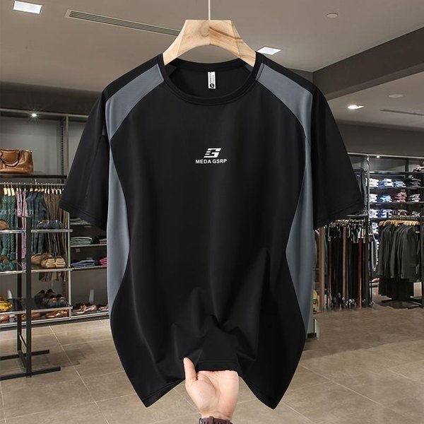Talla Grande 4XL-13XL Camiseta Oversize Para Hombre Tops De Verano Negro Manga Corta 6Xl(95Kg-110Kg)-image