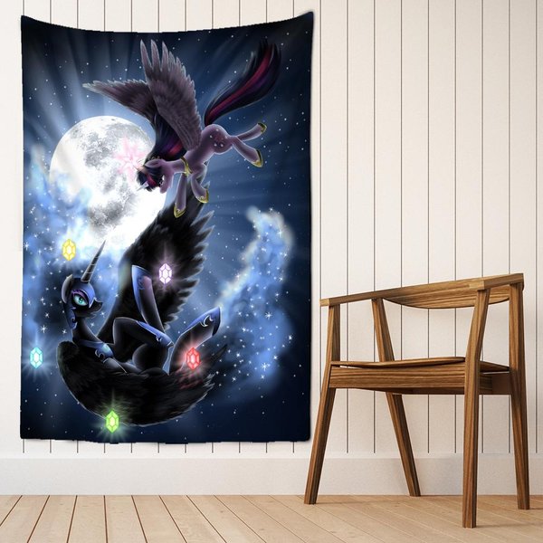 Tapiz De Luna De CóNdor Para Colgar En La Pared, Universo Estrellado Oscuro, PsicodéLico, BrujeríA, Mural Hippie, DecoracióN Para Dormitorio 95X70Cm Gray-image