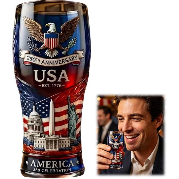 Vaso De Cerveza Del 250º Aniversario De Ee. Uu. Repujado 1776- Vaso De Bebida PatrióTico ÁGuila Americana DecoracióN De Bandera Regalo Para Papá Hombres Black-image