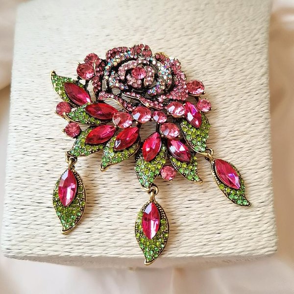 Broches Grandes De Estilo Barroco Retro CláSico Con PedreríA Para Mujer, Lujo Vintage, Pines Colgantes De Cristal, Hebillas Para Fiesta De Dama Y Banquete-image