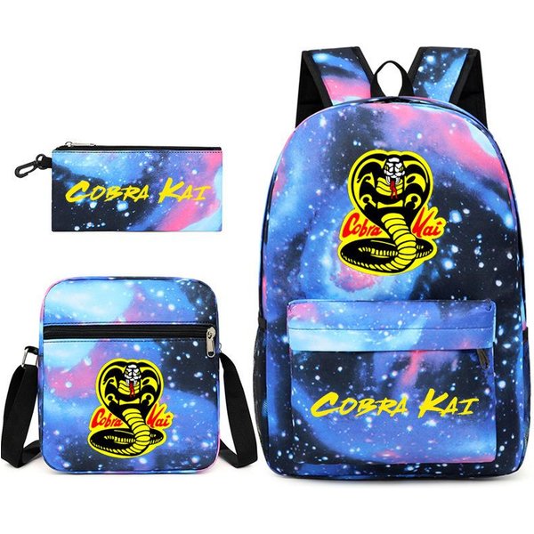 Karate Kid TrzyczęśCiowy Tornister Plecak Codzienny Plecak Dla UcznióW PłCi MęSkiej I ŻEńSkiej Drukowany DużA Pojemność Plecak Outdoor Three-Piece Set-image
