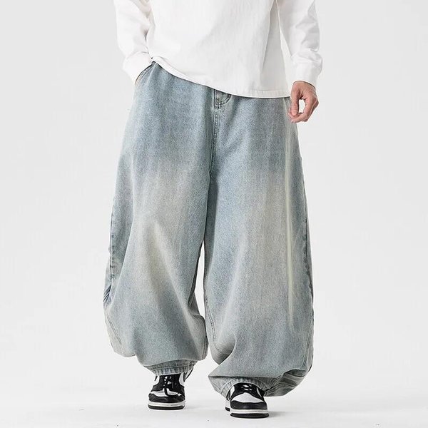 Wiosna MęSkie Streetwear DżInsowe Spodnie MęSkie Harajuku Spodnie Jeansowe Baggy Spodnie MęSkie Y2K Moda Punk Casual Wysoki Stan Szerokie Nogawki 4XL Gray-image