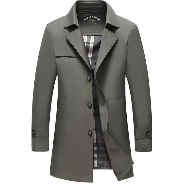 Viento De Primavera Y OtoñO Nuevo Para Hombre Cortavientos De Longitud Media Sin Planchar Tendencia Guapo Chaqueta Juvenil Con Cuello 4XL Gray-image