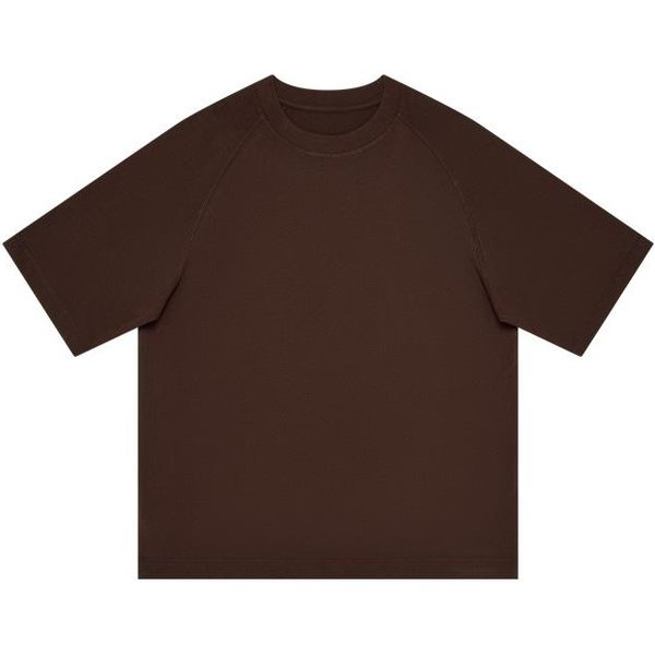 Camiseta RagláN De AlgodóN Pesado 300G De Manga Corta Para Hombre Verano Juvenil Retro Holgada Top De Manga Al Codo Para Hombre S Black-image