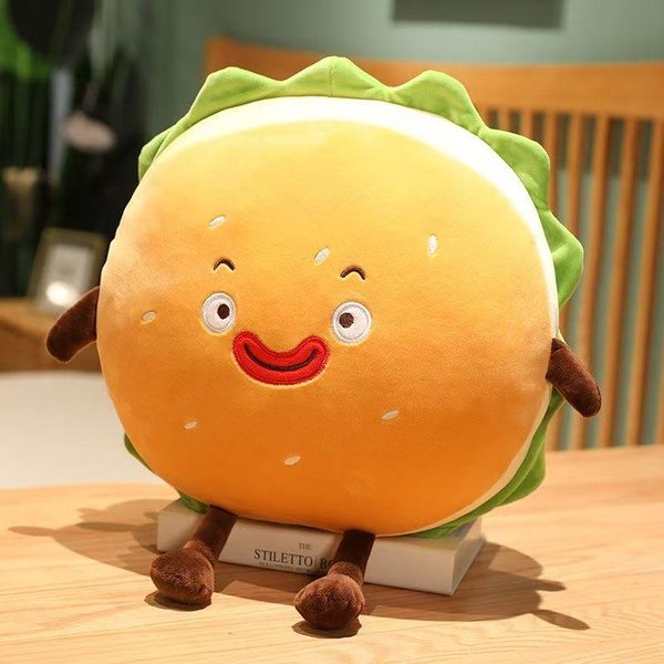 Almohada De Peluche De Hamburguesa - Almohada Rellena De Hamburguesa - Almohada De Peluche De Comida - DecoracióN Del Hogar Regalo De Navidad CumpleañOs Para NiñOs 55Cm-image