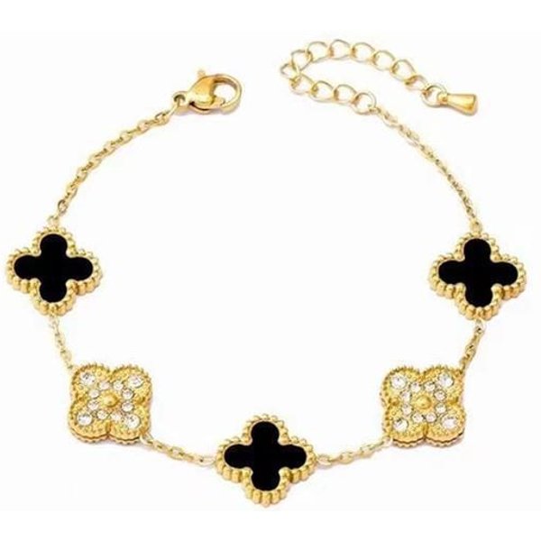 Pulsera De TréBol Acero De Titanio Chapado En Oro 18K Doble Cara Pulsera Beimu 18K Negro-image