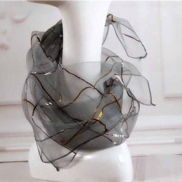 PañUelo Cuadrado Fino De Verano Para Mujer Con DecoracióN De Hilo Dorado VersáTil 70 * 70 PañUelo Cuadrado PequeñO-image