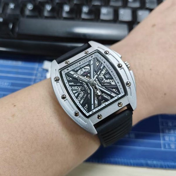 Reloj MecáNico Luminoso Impermeable Hueco Con Forma De Barril De Vino Nuevo Para Hombre-image