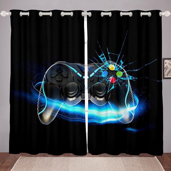 SoñAdor Juego Mando De Juego Switch Cortinas Estores Para Sala De Estar Dormitorio Infantil BañO Cocina Puerta DecoracióN Del Hogar 2 Piezas W65X60H(Cm)X2Pcs&Grommet Top-image